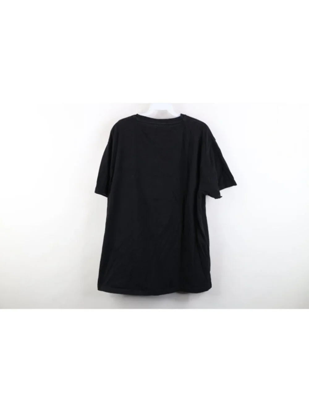 Vtg 90s Streetwear Mens Large Distressed Blank Cotton Short Sleeve T-Shirt Black